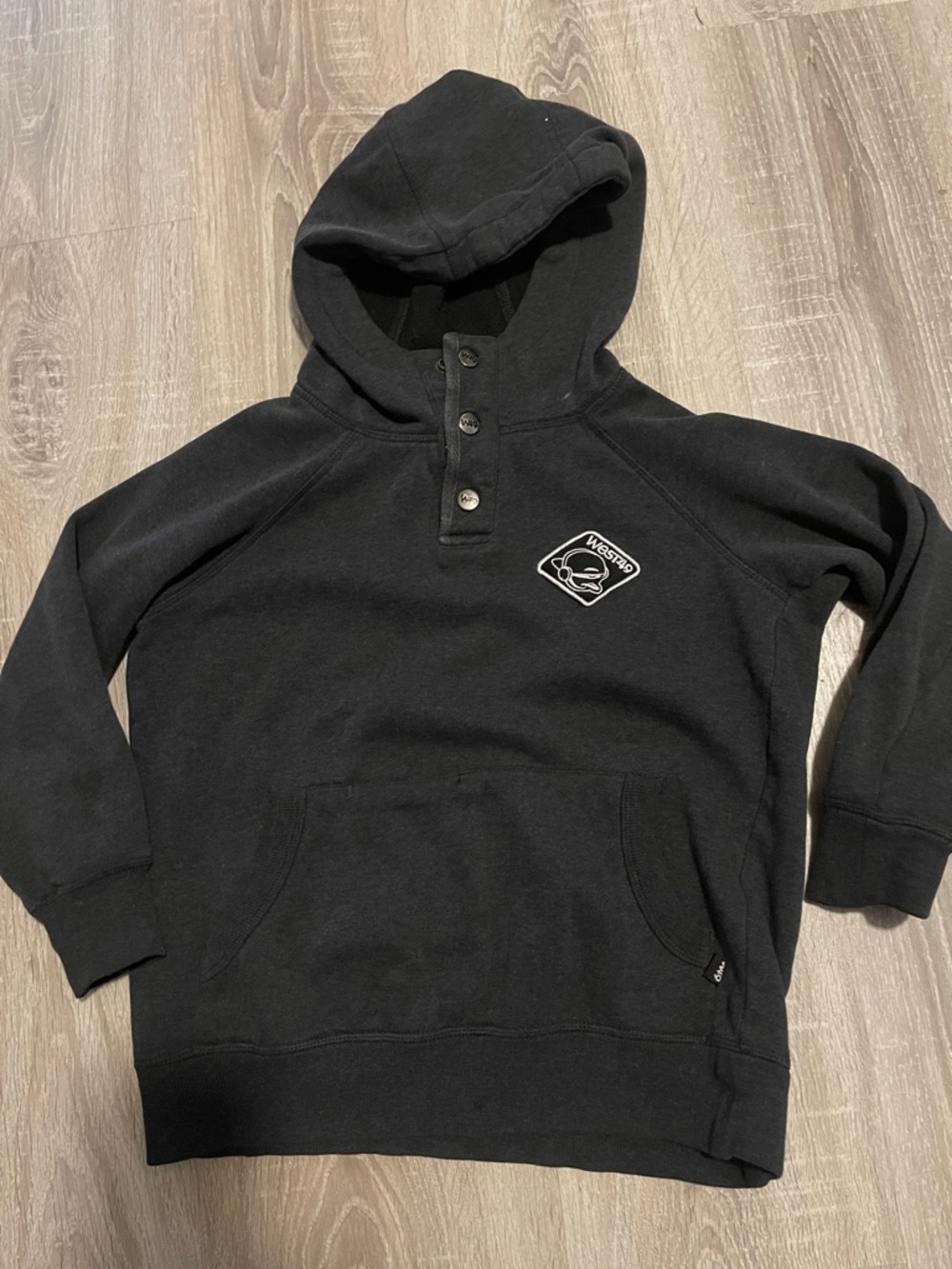 West49 Kids Black Hooded Sweatshirt with Logo Patch